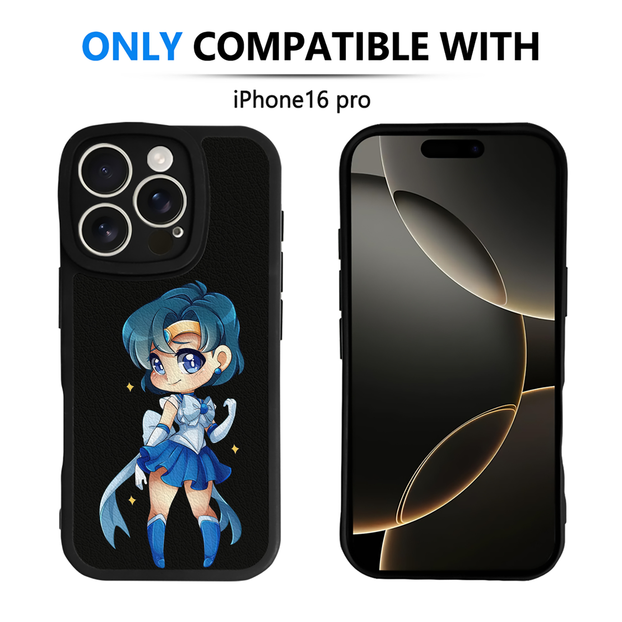 （画像用） 美少女戦士セーラームーン 水野 亜美 みずの あみ Sailor Moon Mizuno Ami 【iPhone 16シリーズ対応】シリコンスマホケース（レザー調） 材質：シリコン